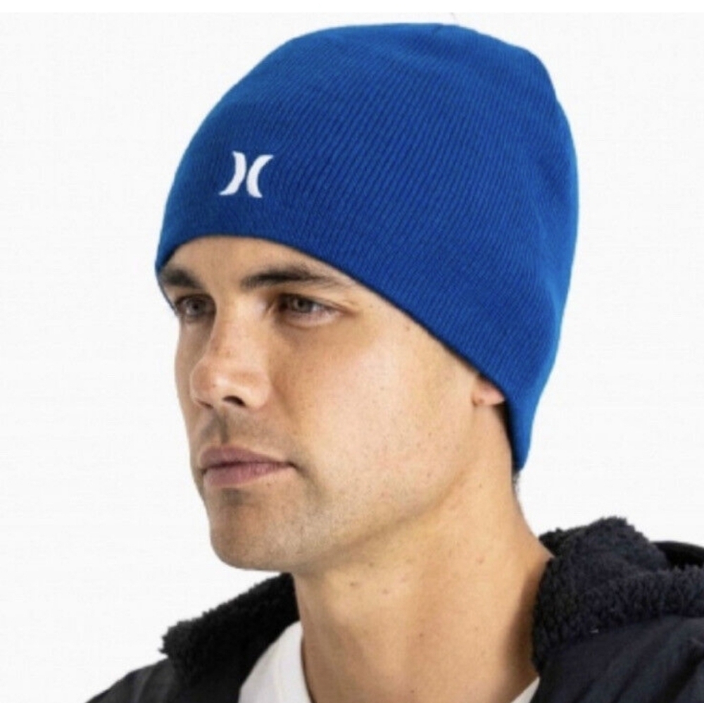 NWT Hurley Icon Staples Beanie Hat Solid Blue